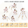 Silla alta 6 en 1 para bebés y niños pequeños, juego de silla alta convertible de madera