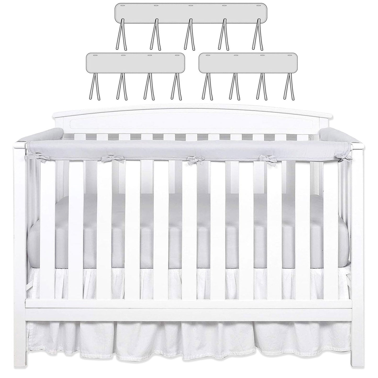 Juego de tiras suaves grises de 3 piezas, piezas largas