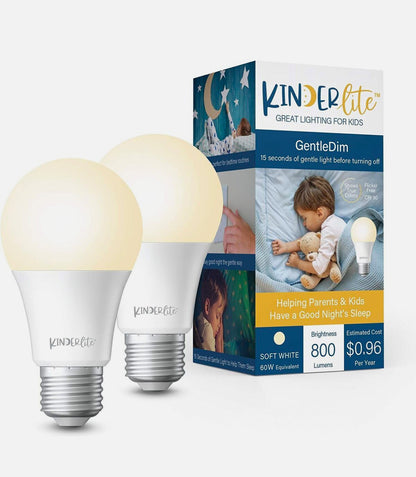 Paquete de 2 bombas Kinderlite suave atenuado blanco 60W, 800 LÚMENES