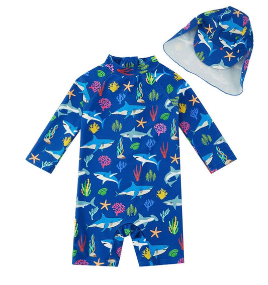 Traje de baño para bebé upandfast con sombrero para el sol, traje de baño UPF 50+, 9-12 meses