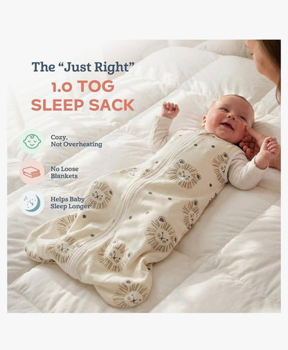 Saco de dormir 1.0 TOG, manta suave para bebé, con cremallera de 2 vías, M 6-15 meses