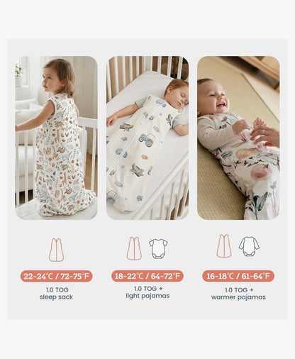 Saco de dormir 1.0 TOG, manta suave para bebé, con cremallera de 2 vías, M 6-15 meses