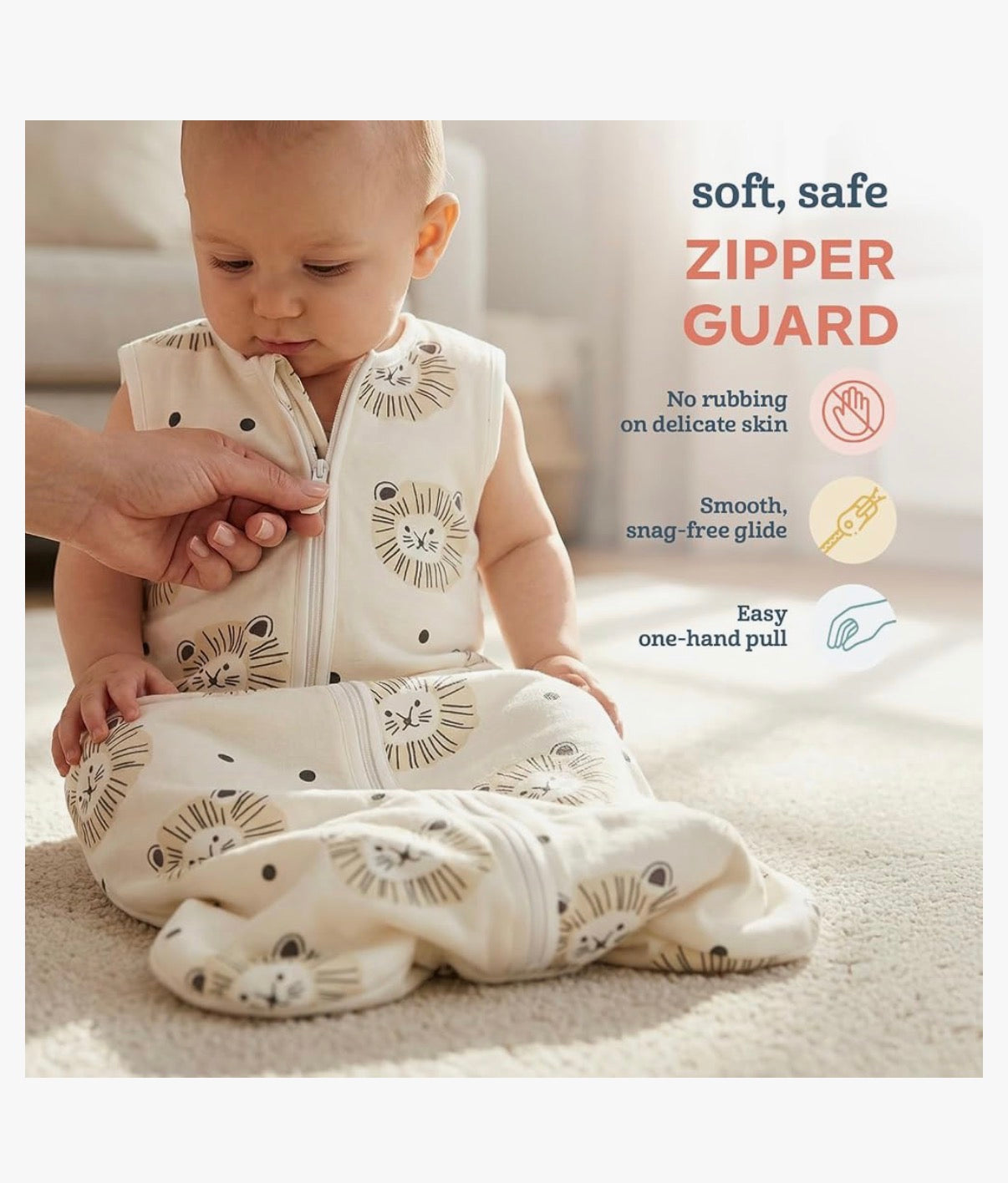Saco de dormir 1.0 TOG, manta suave para bebé, con cremallera de 2 vías, M 6-15 meses