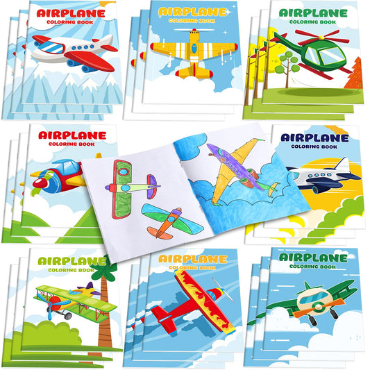 Libros de actividades de dibujo para recuerdos de fiesta (paquete de 24, avión)