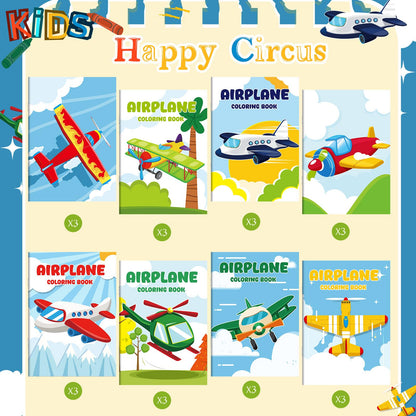 Libros de actividades de dibujo para recuerdos de fiesta (paquete de 24, avión)