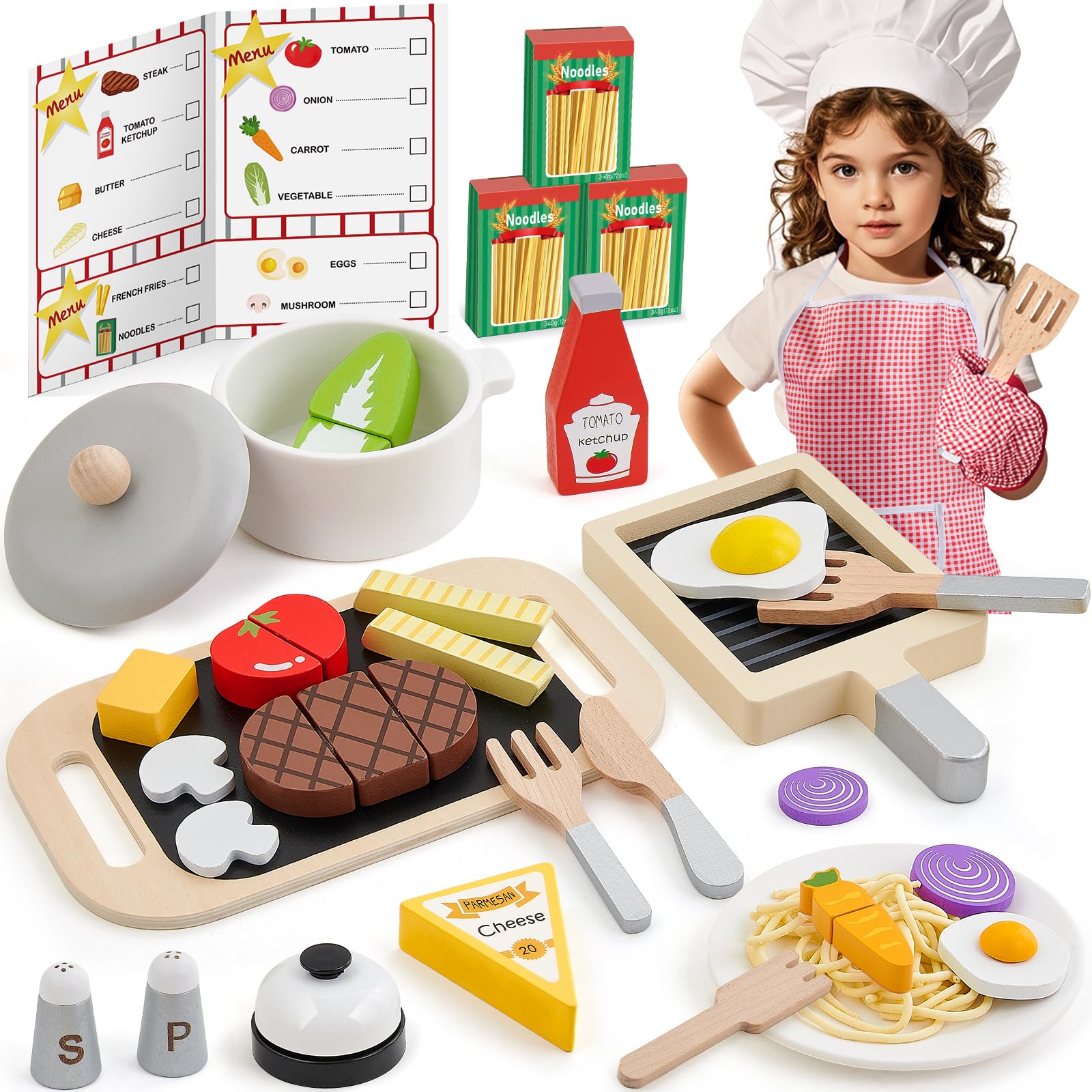 Lonico accesorios de cocina de madera para niños