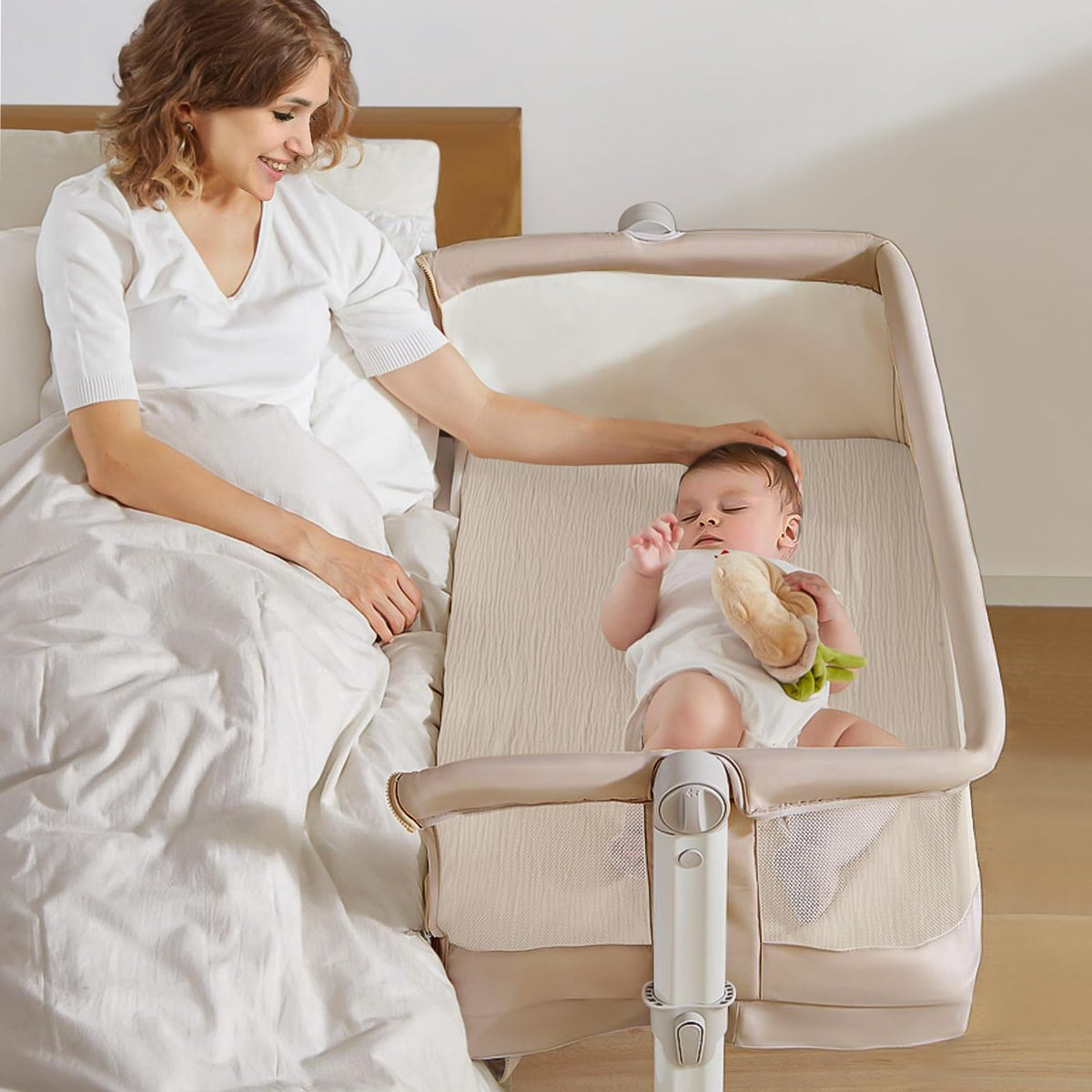 lulumoon Sábanas bajera ajustable de muselina: compatible con la mayoría de bassinet
