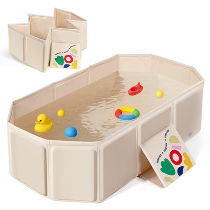 Orzbow Bañera para niños pequeños con tapón de drenaje lateral, portátil