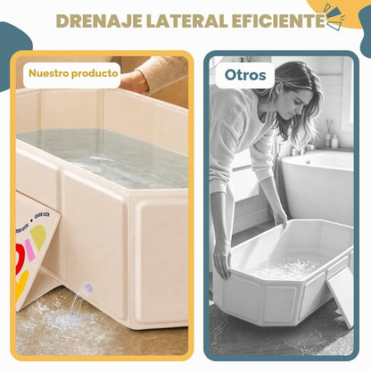Orzbow Bañera para niños pequeños con tapón de drenaje lateral, portátil