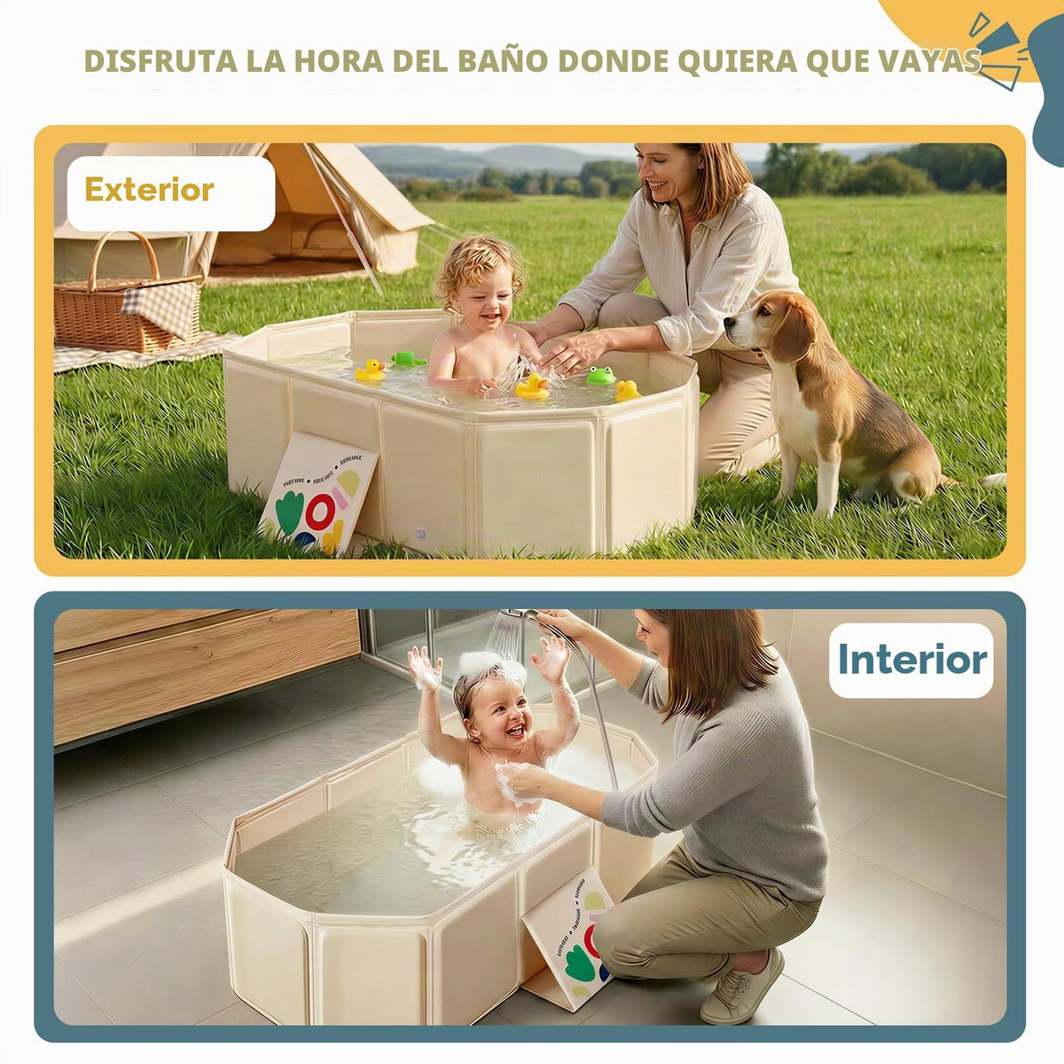 Orzbow Bañera para niños pequeños con tapón de drenaje lateral, portátil