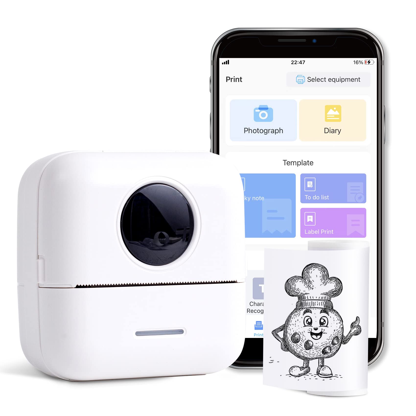 Impresora de etiquetas mini TIANSE con Bluetooth