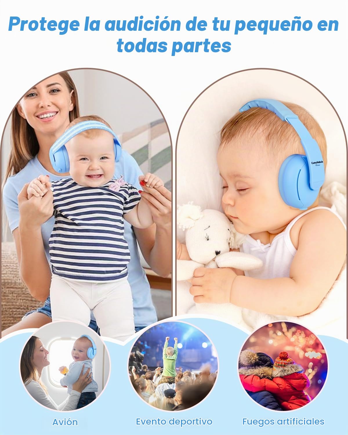 Auriculares con cancelación de ruido para bebés de 0 a 48 meses