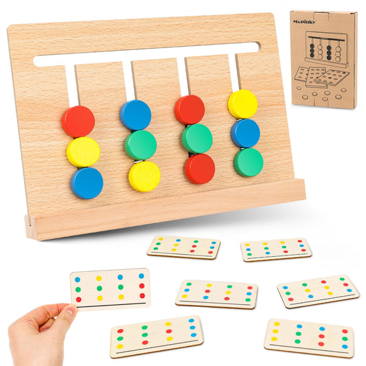 MCPINKY Juguetes de aprendizaje Montessori, rompecabezas de diapositivas de madera