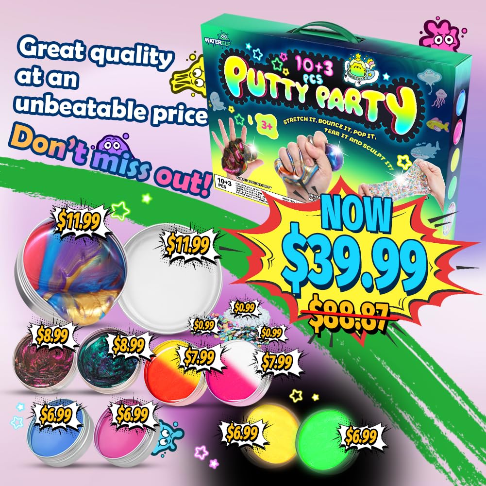 Waterelf - Kit de masilla para niños, 10 piezas de masilla