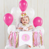 Cartel de primer cumpleaños para silla alta para niñas