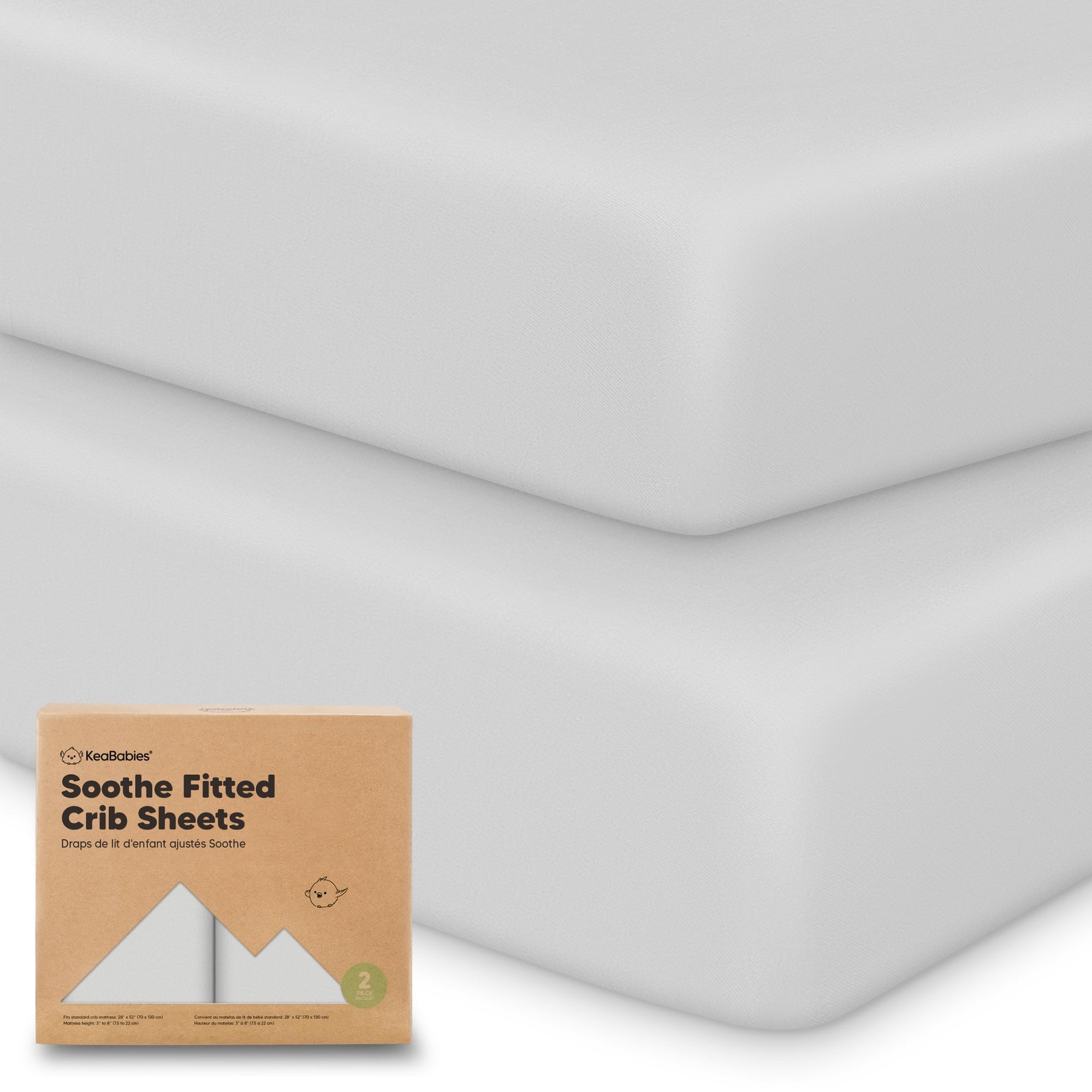 Paquete de 2 sábanas orgánicas para cuna KeaBabies, color gris