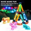 HYWILL Juego de varillas de bolas magnéticas con iluminación LED Animales STEM magnético, 35 piezas