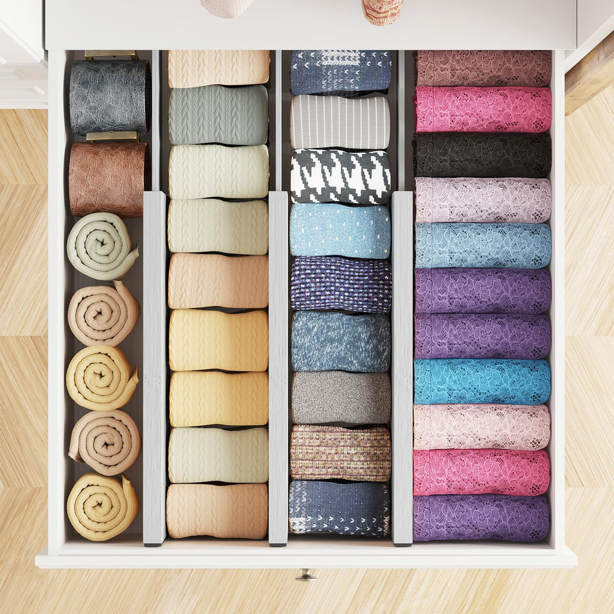 SpaceAid Separadores de Cajones de Bambú para Cómoda, Paquete de 6