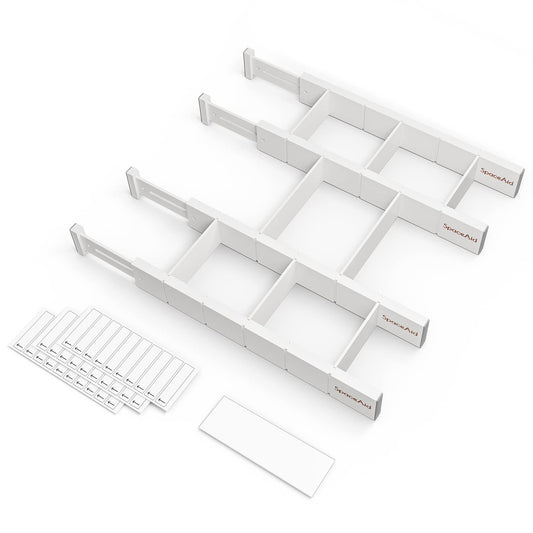 SpaceAid Separadores de cajones de bambú con insertos y etiquetas