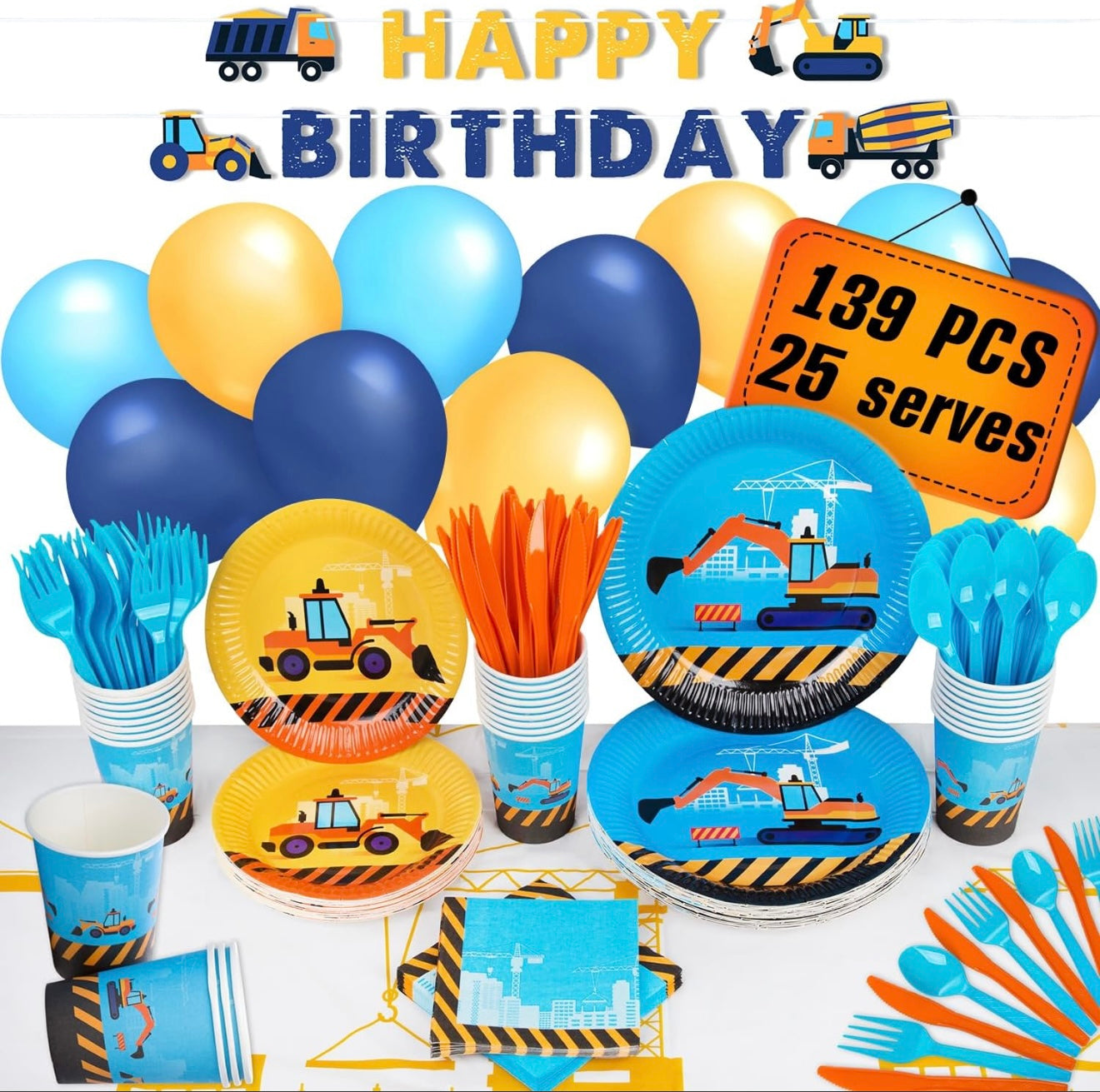 Set de fiesta de tractores para 25 personas