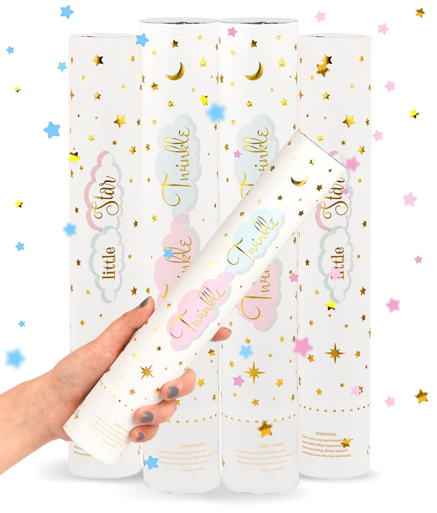 Cañón de confeti para revelación de género, 2 rosados