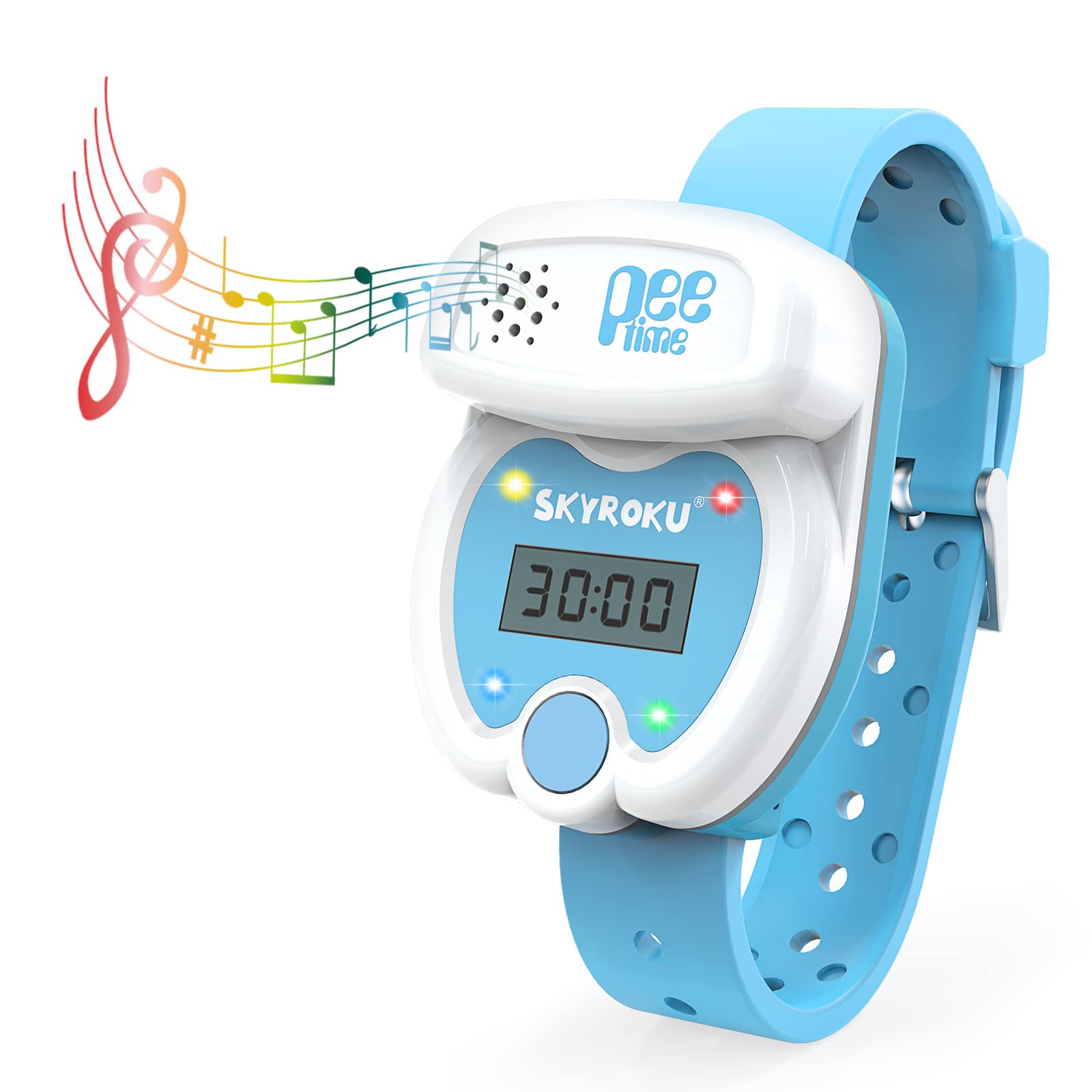 SKYROKU Reloj de silicona para niños con temporizador de entrenamiento para ir al baño con luces intermitentes y tonos de música