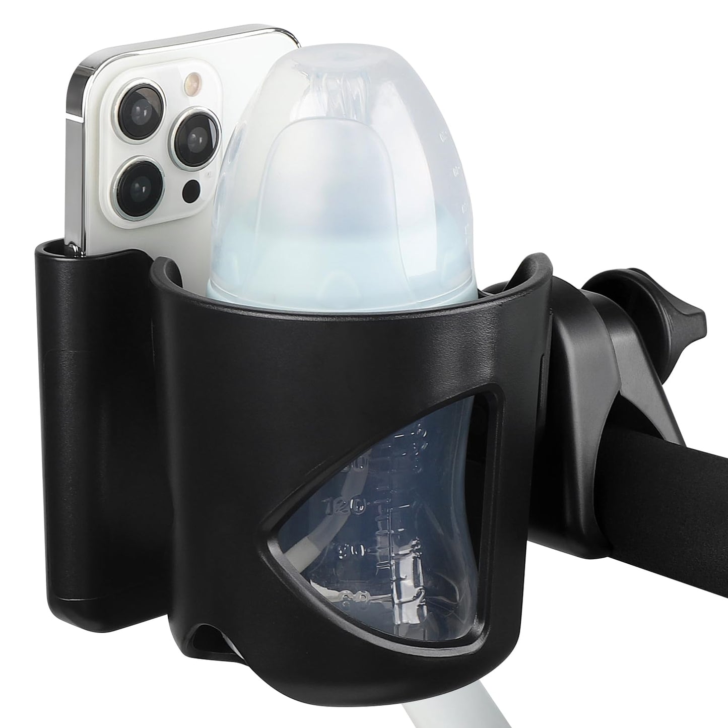 Accmor Portavasos universal, portavasos para cochecito con soporte para teléfono, giratorio de 360°