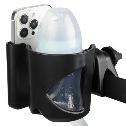 Accmor Portavasos universal, portavasos para cochecito con soporte para teléfono, giratorio de 360°
