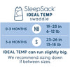 HALO saco de dormir ajustable en 3 direcciones, 1,5 TOG, temperatura ideal, 0-3 meses