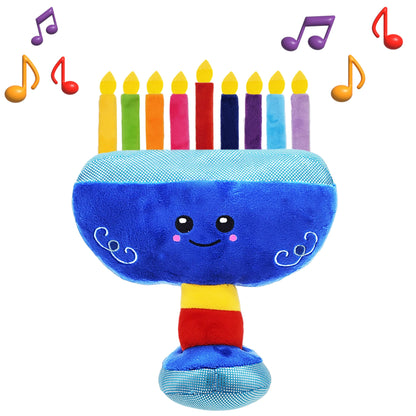The Dreidel Company Hanukkah Plush Menorah and Dreidel - (conjunto de peluche Dreidel y Menorah Set)