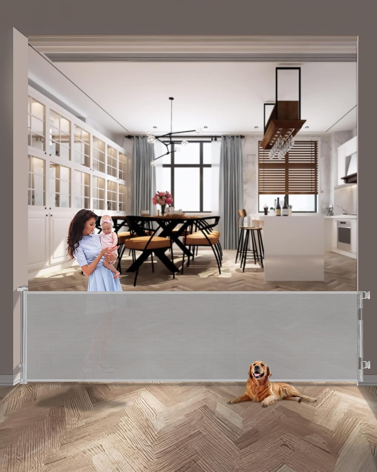 Puerta retráctil extra ancha de 168 pulgadas