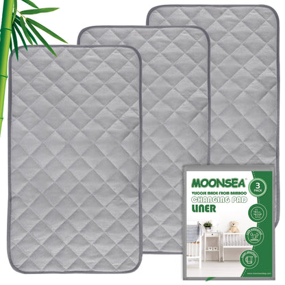 Moonsea forro para cambiador de pañales, antideslizante, impermeable, acolchado, absorbente, lavable, paquete de 3
