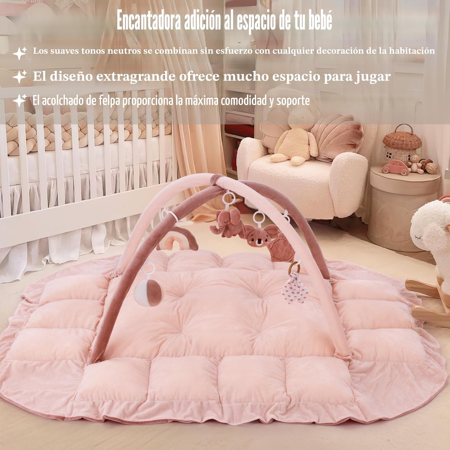 Manta de juegos y gimnasio de actividades de peluche 5 en 1 para bebés