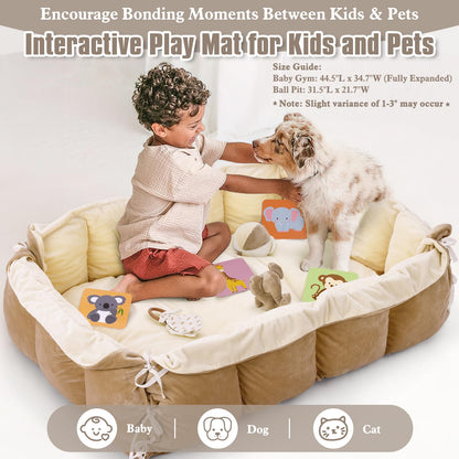 Manta de juegos y gimnasio de actividades de peluche 5 en 1 para bebés