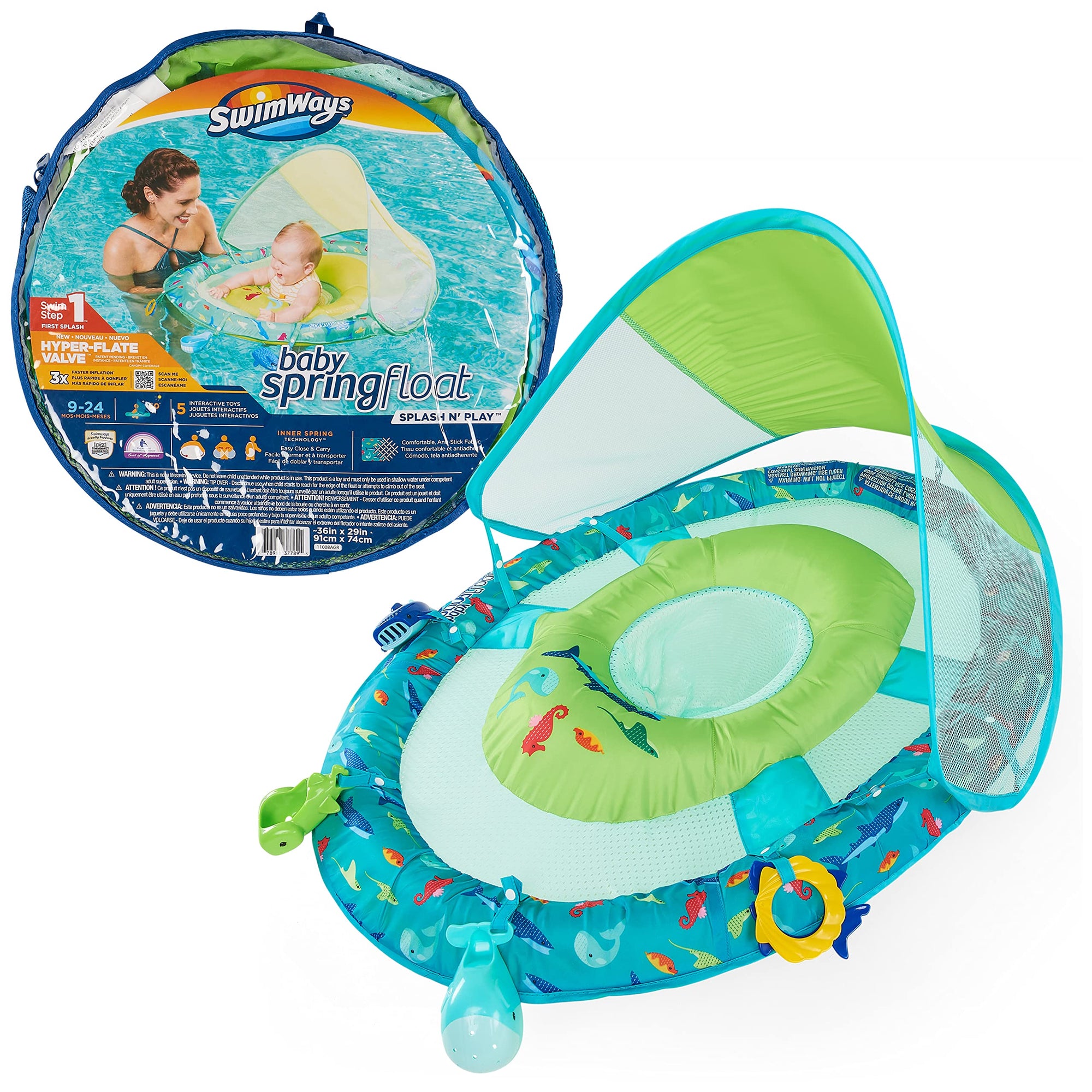 Swimways Flotador inflable de resorte para bebés Splash N Play