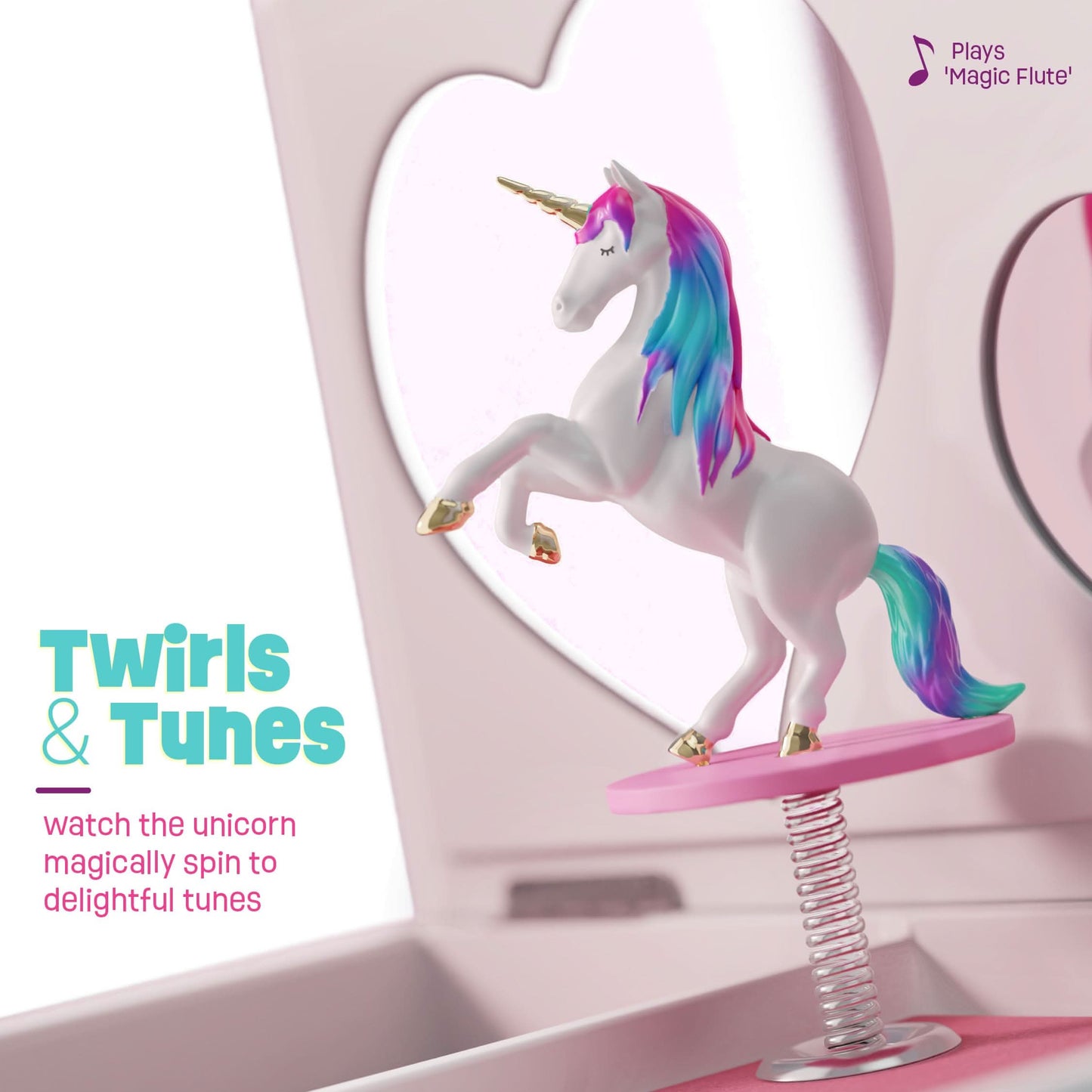 Pretty Me Joyero musical de unicornio para niños, regalos para niñas