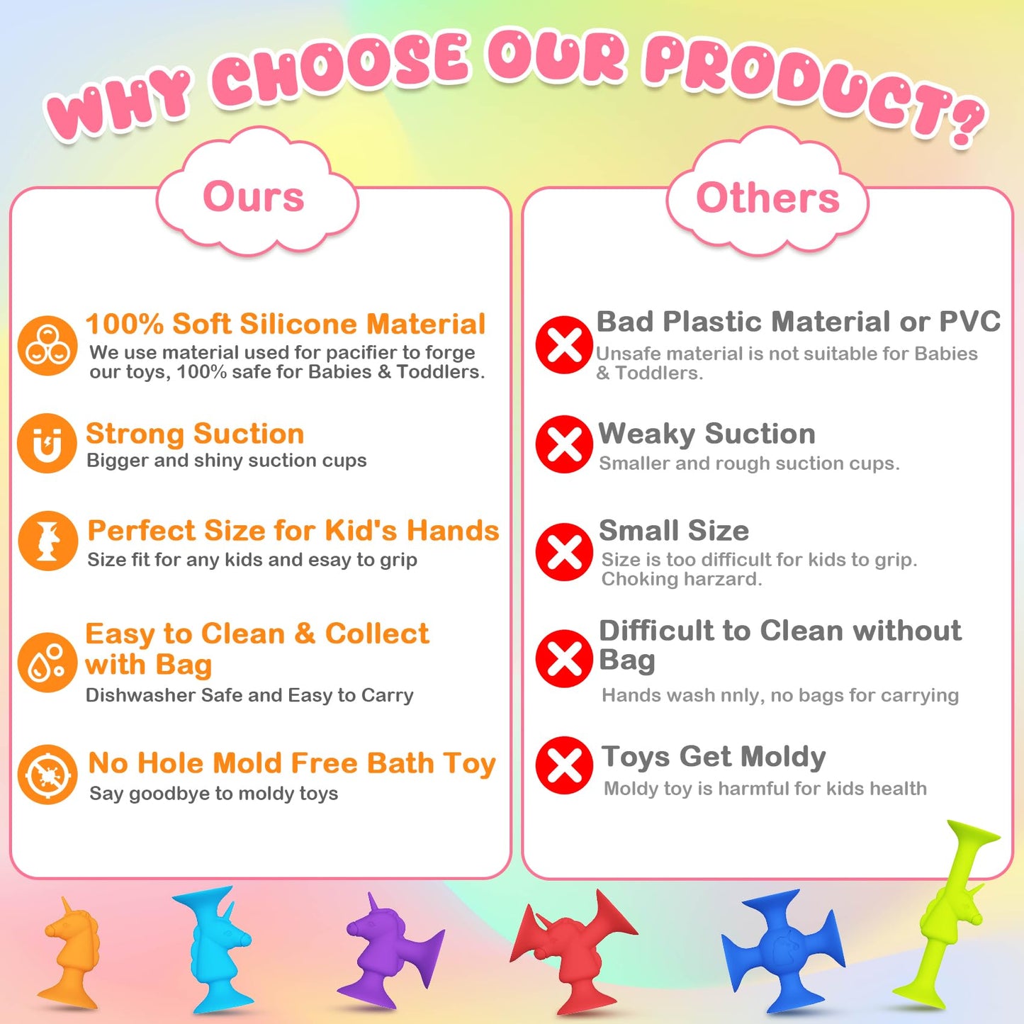 Juguetes de baño creativos para niños de 11 años de unicornio Montesorri