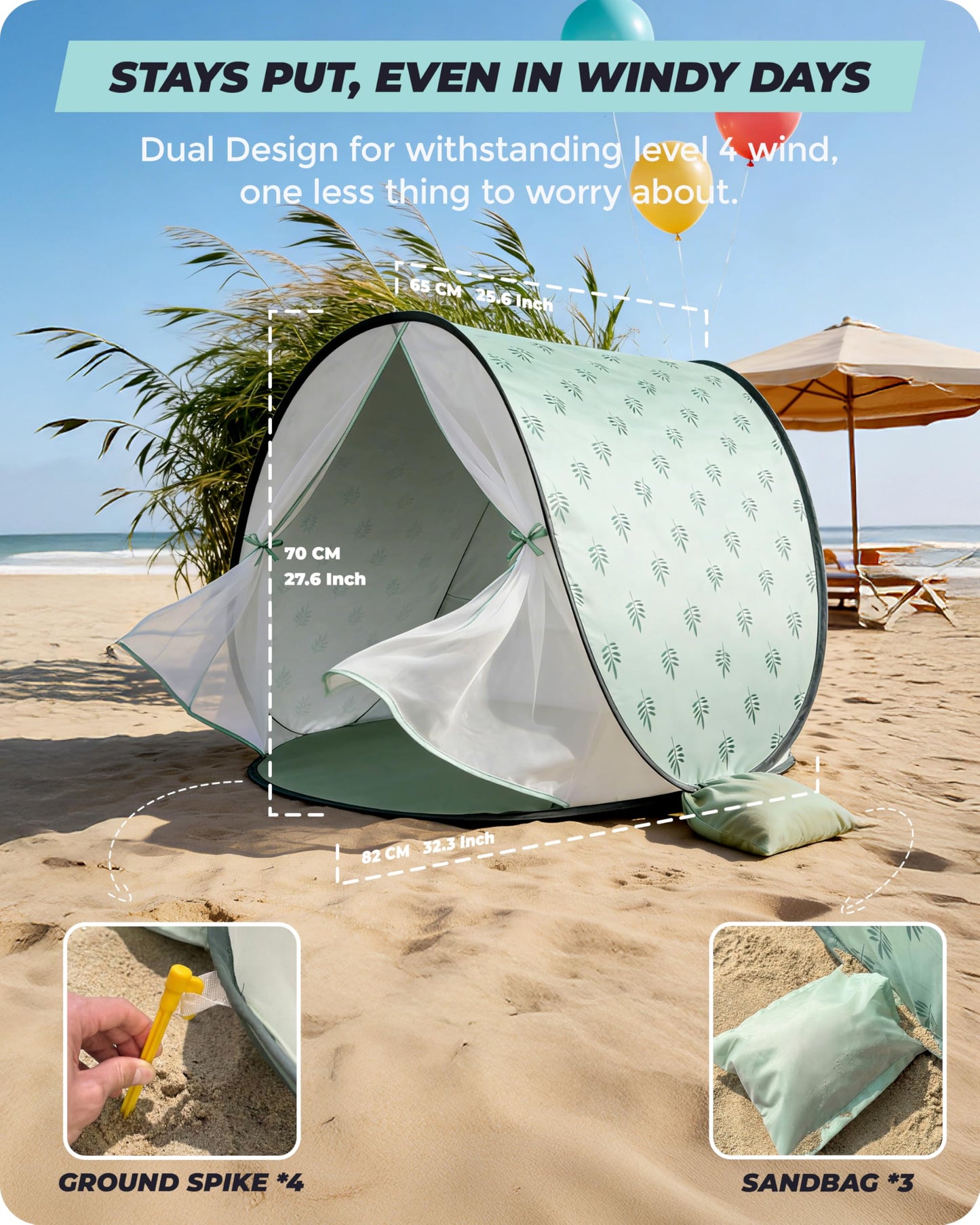 Tienda de campaña de playa para bebé, con protección solar UPF 50+
