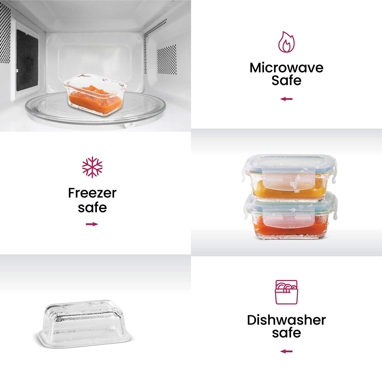 FineDine Recipiente de vidrio para almacenamiento de alimentos