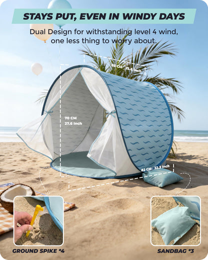 Tienda de campaña de playa para bebé, con protección solar UPF 50+