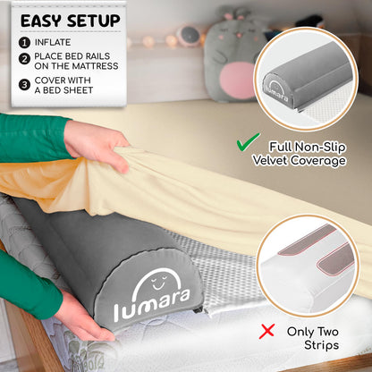LUMARA Riel de cama inflable para niños de 2 unidades