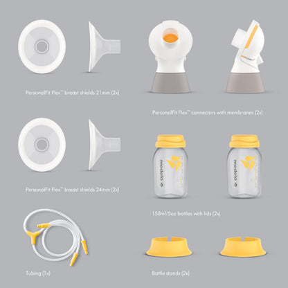 Medela Classic PersonalFit Flex - Kit de bombeo doble para extractores de leche eléctricos