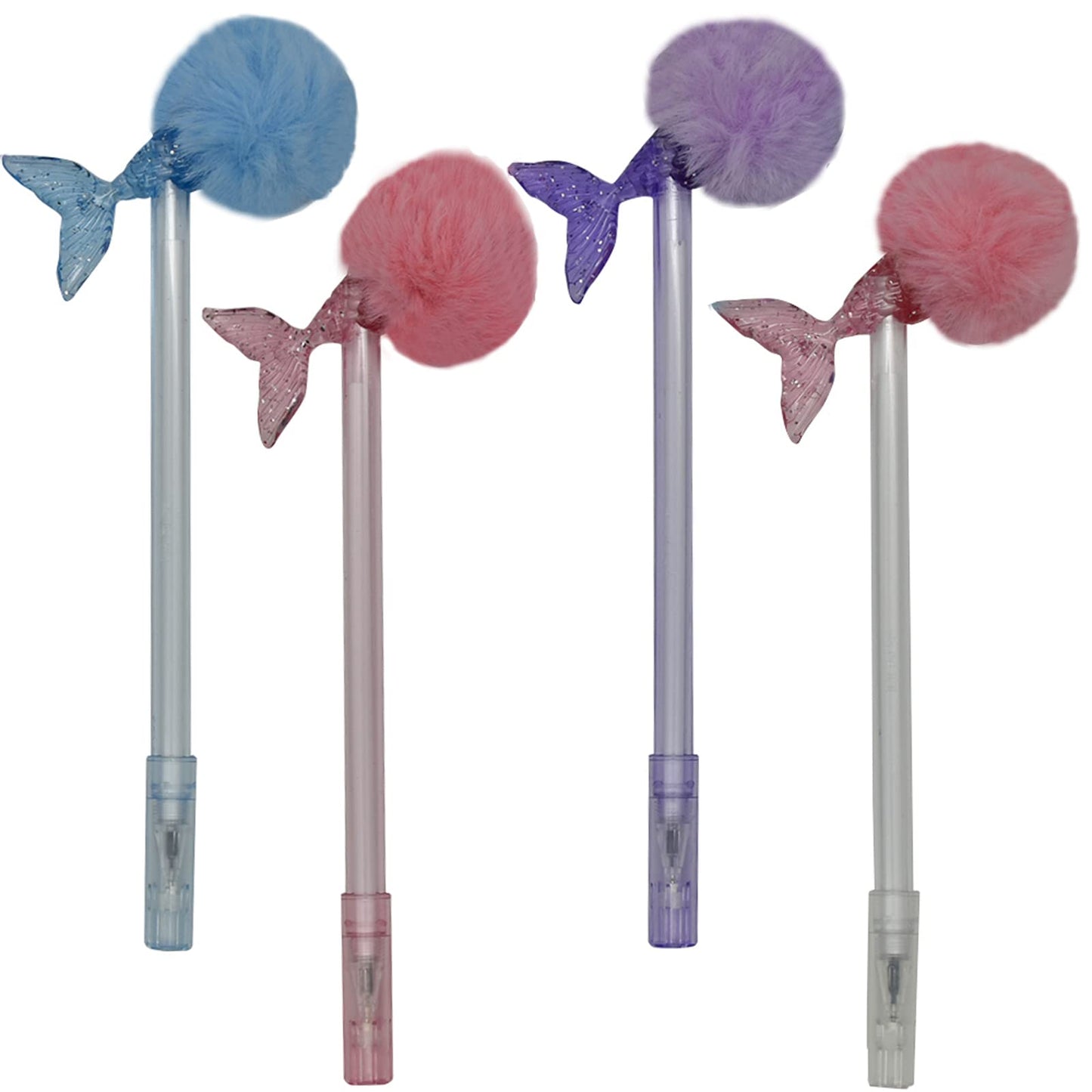 Maydahui 12 bolígrafos de gel con pompones de cola de sirena