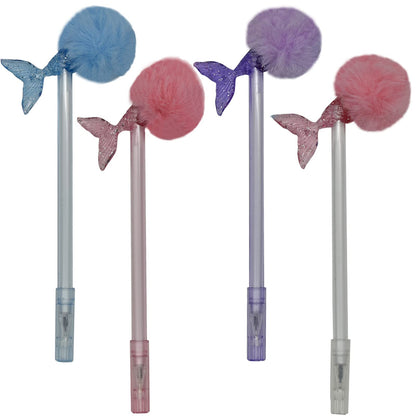 Maydahui 12 bolígrafos de gel con pompones de cola de sirena