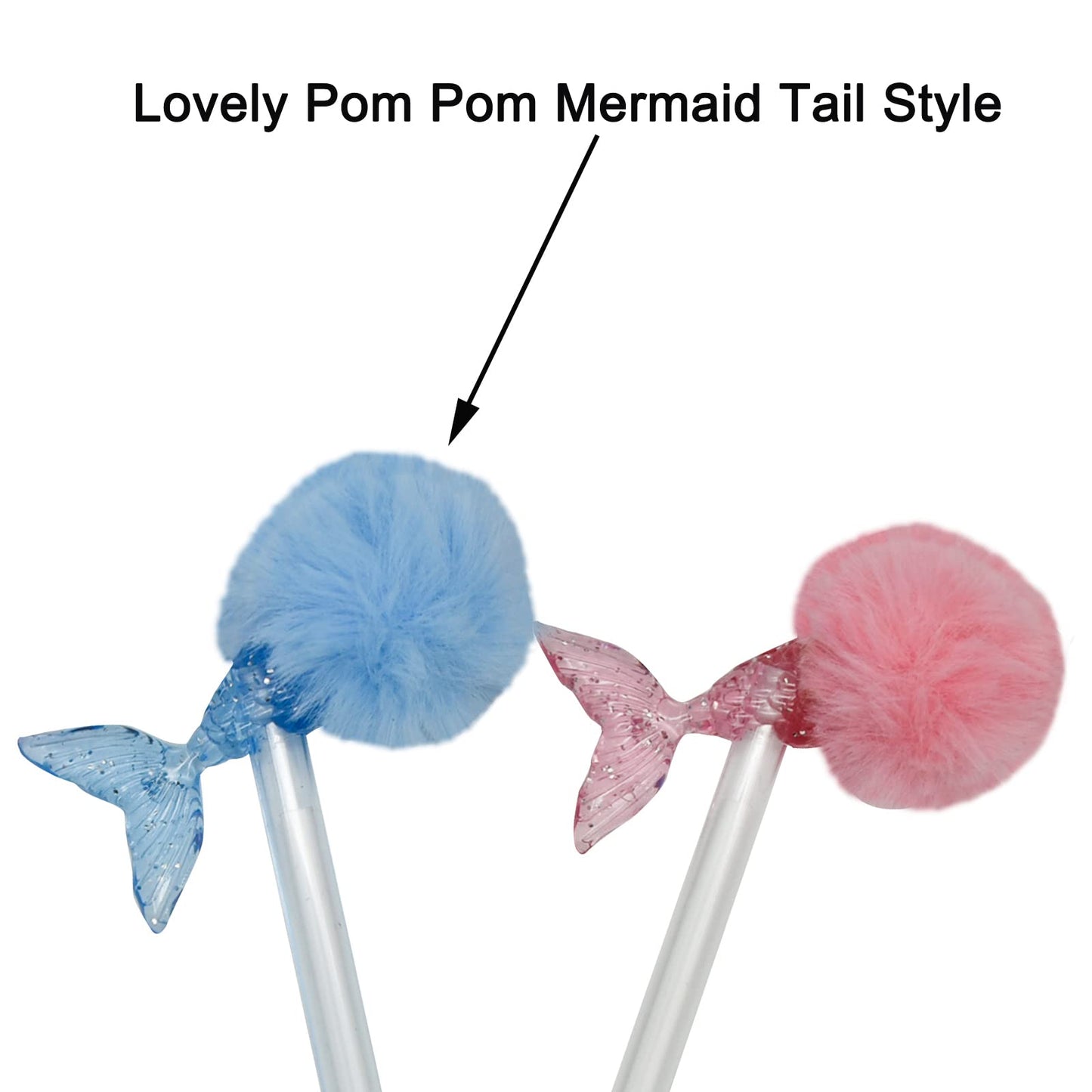 Maydahui 12 bolígrafos de gel con pompones de cola de sirena