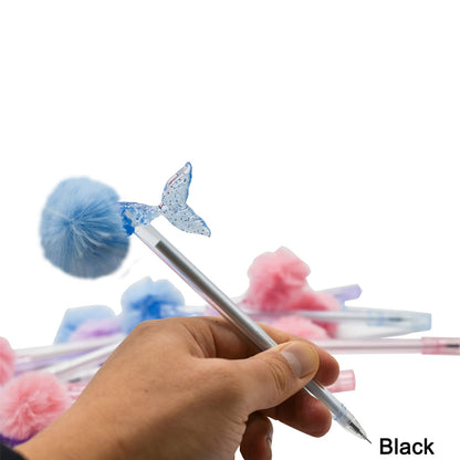 Maydahui 12 bolígrafos de gel con pompones de cola de sirena