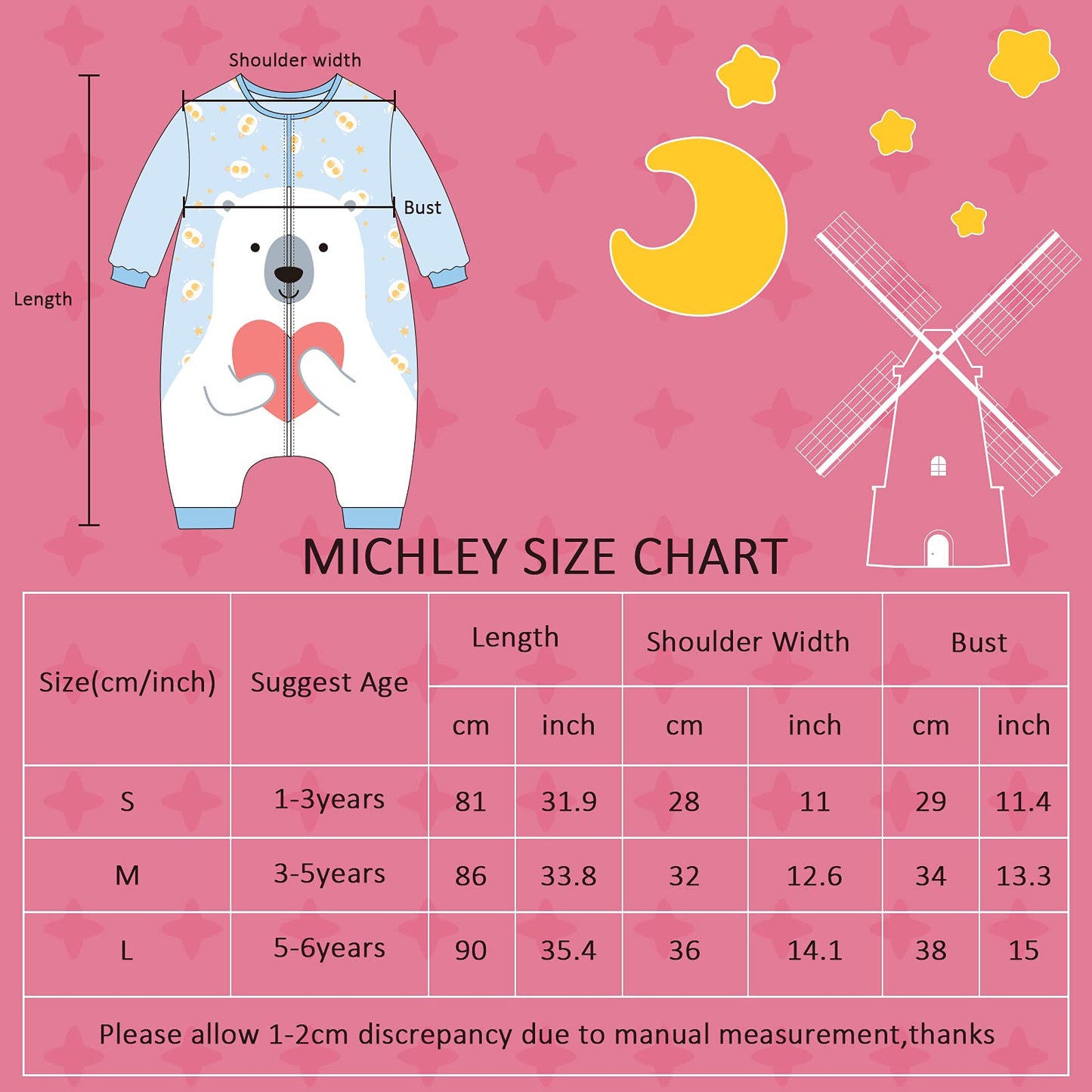 MICHLEY Saco de dormir para bebé, 3-5 años