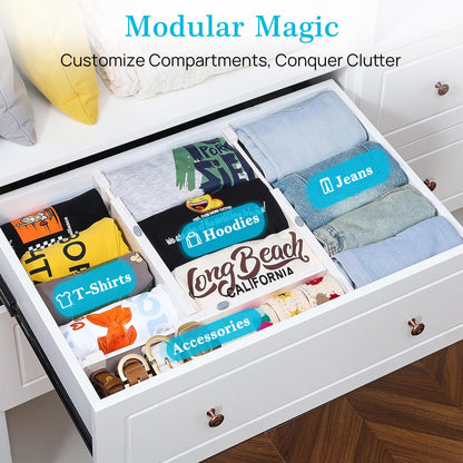 Vtopmart Separadores de cajones para ropa, paquete de 8, ajustables de 4 pulgadas de alto