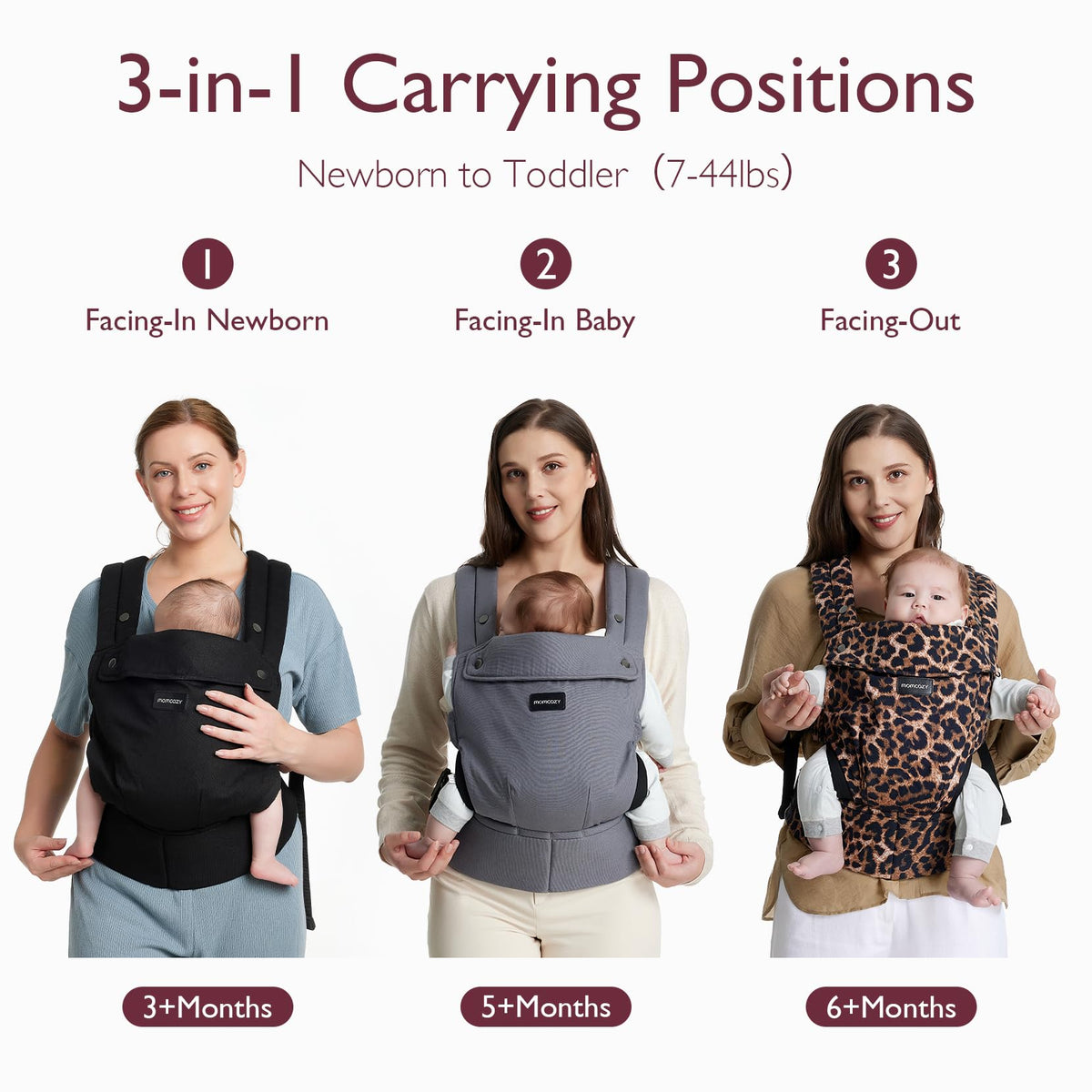 Momcozy portabebés ergonómico, acogedor y ligero para 7-44 libras