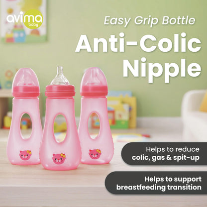Avima Easy Grip - Biberones anticólicos para bebés, sin BPA, 8 onzas